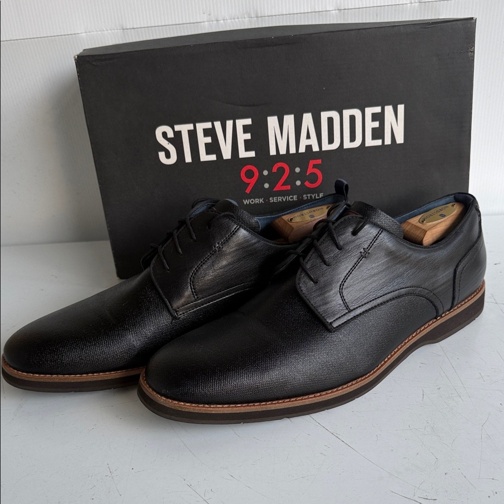 STEVE MADDEN SPEN DERBY DRESS SHOE BLACK SIZE 13 EXCELLENT CONDITION